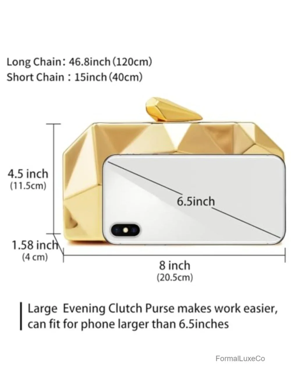 Lattice Metal Clutch Evening Bag with Chain Strap - Geometric Purse for Women